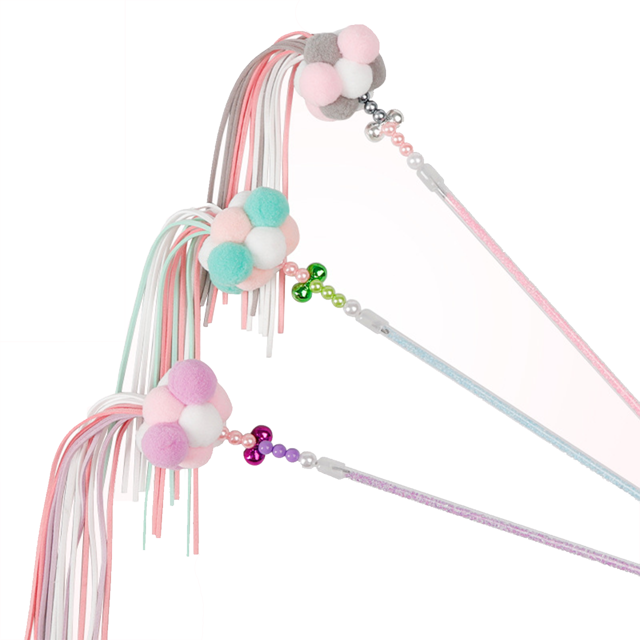 Cat Teaser Wand – Interactive Wand with Feathers, Bells & Cat Ball