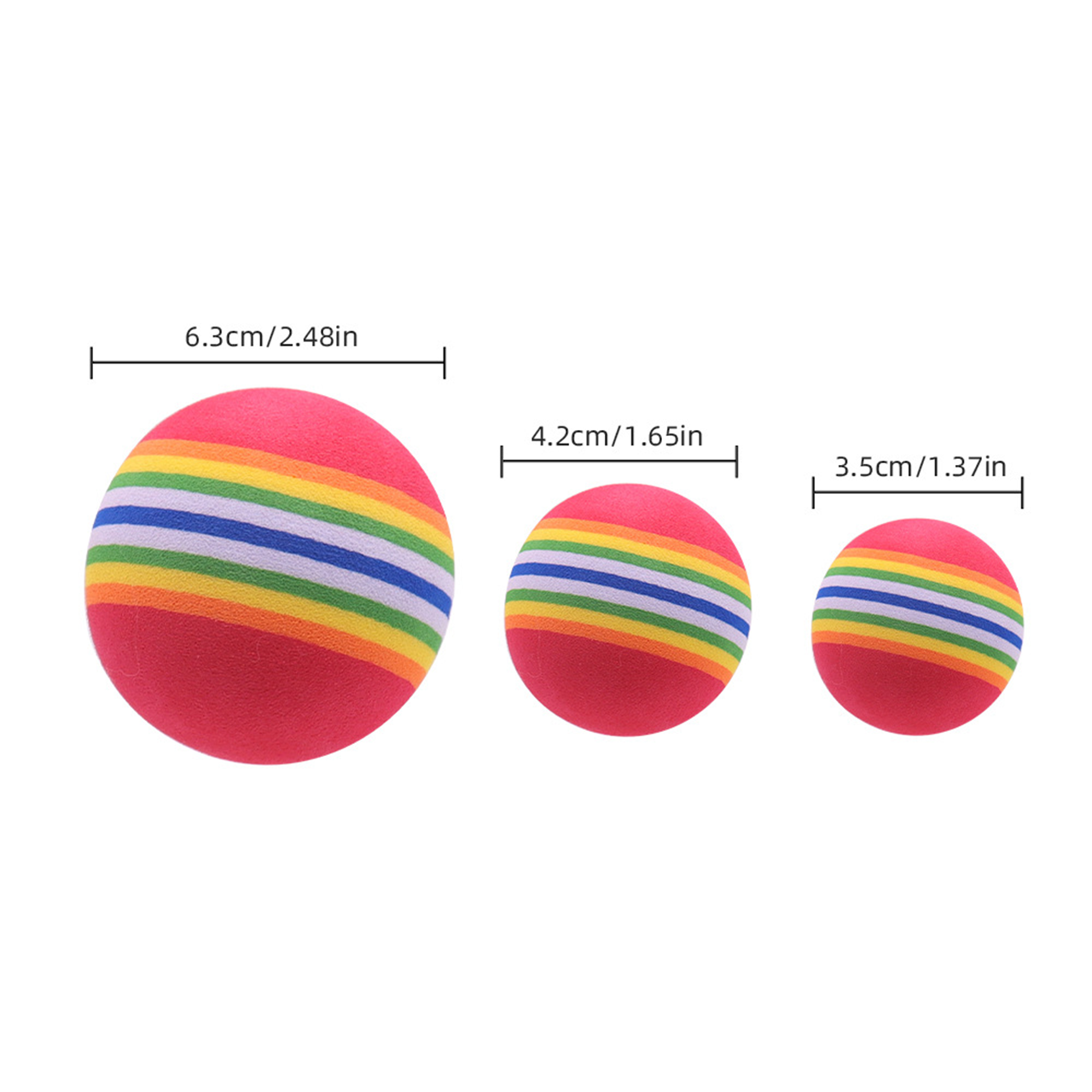 Cat Toy Ball Pack – 10 Pieces Rainbow Foam Balls (3.5cm)