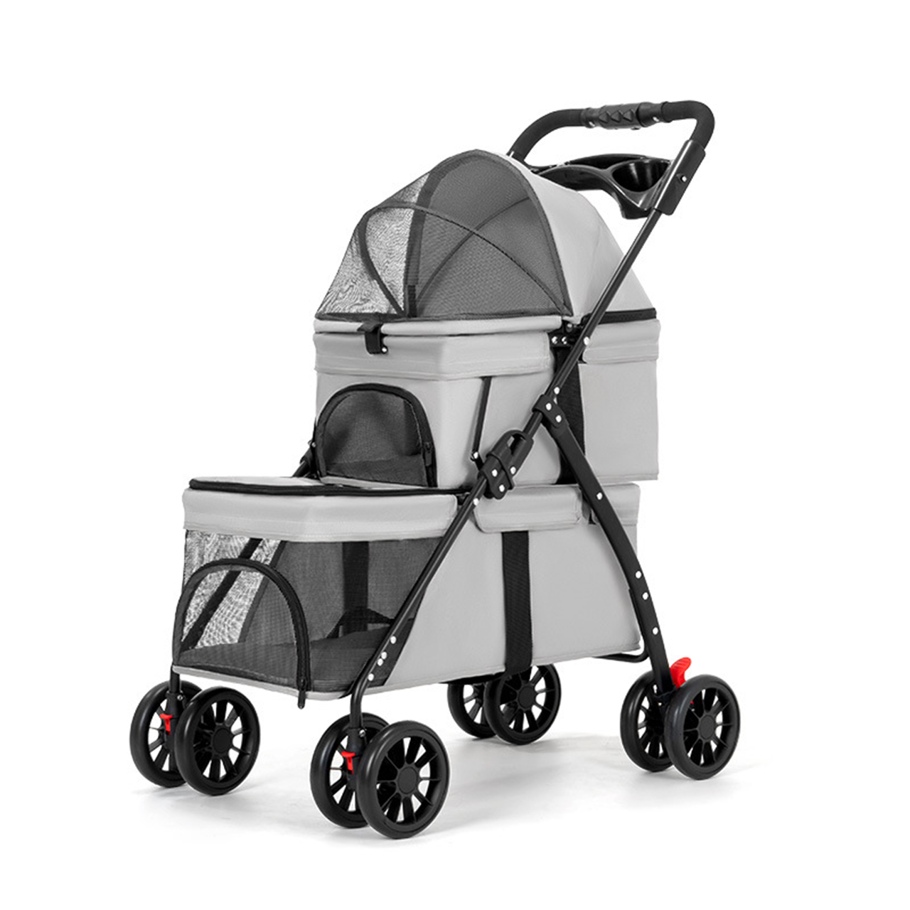 Double Pet Stroller – Dual Compartment for Cats & Dogs