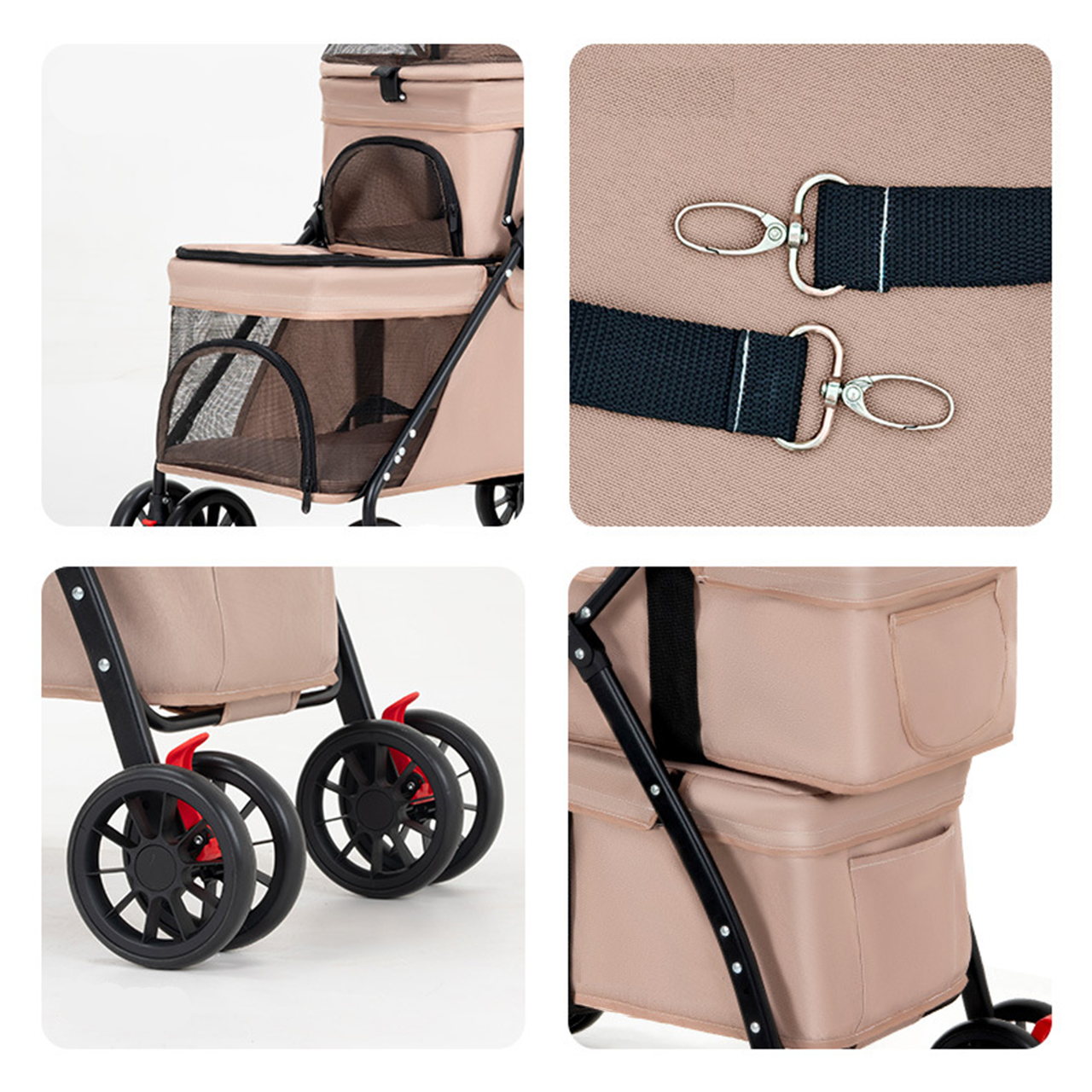 Double Pet Stroller – Dual Compartment for Cats & Dogs