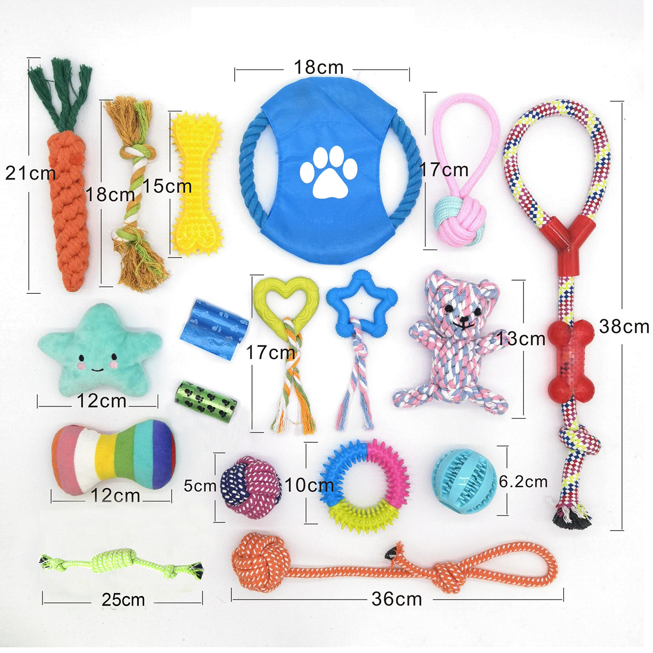 Puppy Chew Toy Pack – 12 Pieces for Training & Cleaning