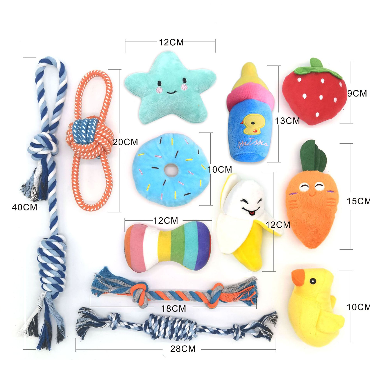 Puppy Chew Toy Pack – 12 Pieces for Training & Cleaning