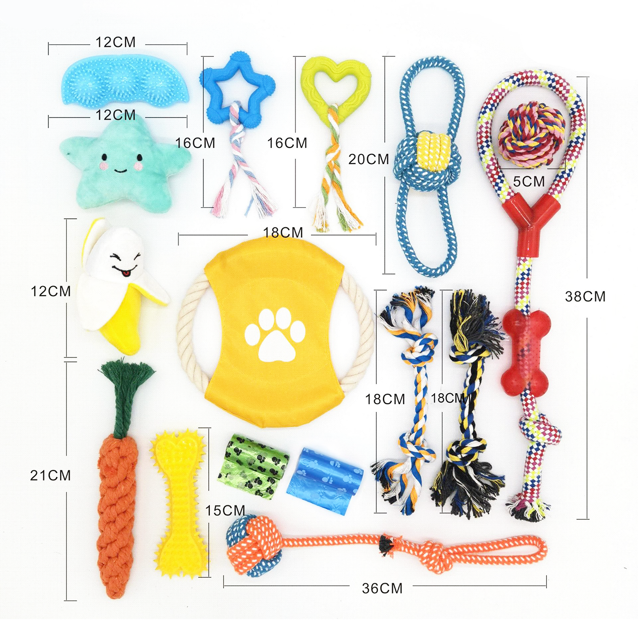 Puppy Chew Toy Pack – 12 Pieces for Training & Cleaning