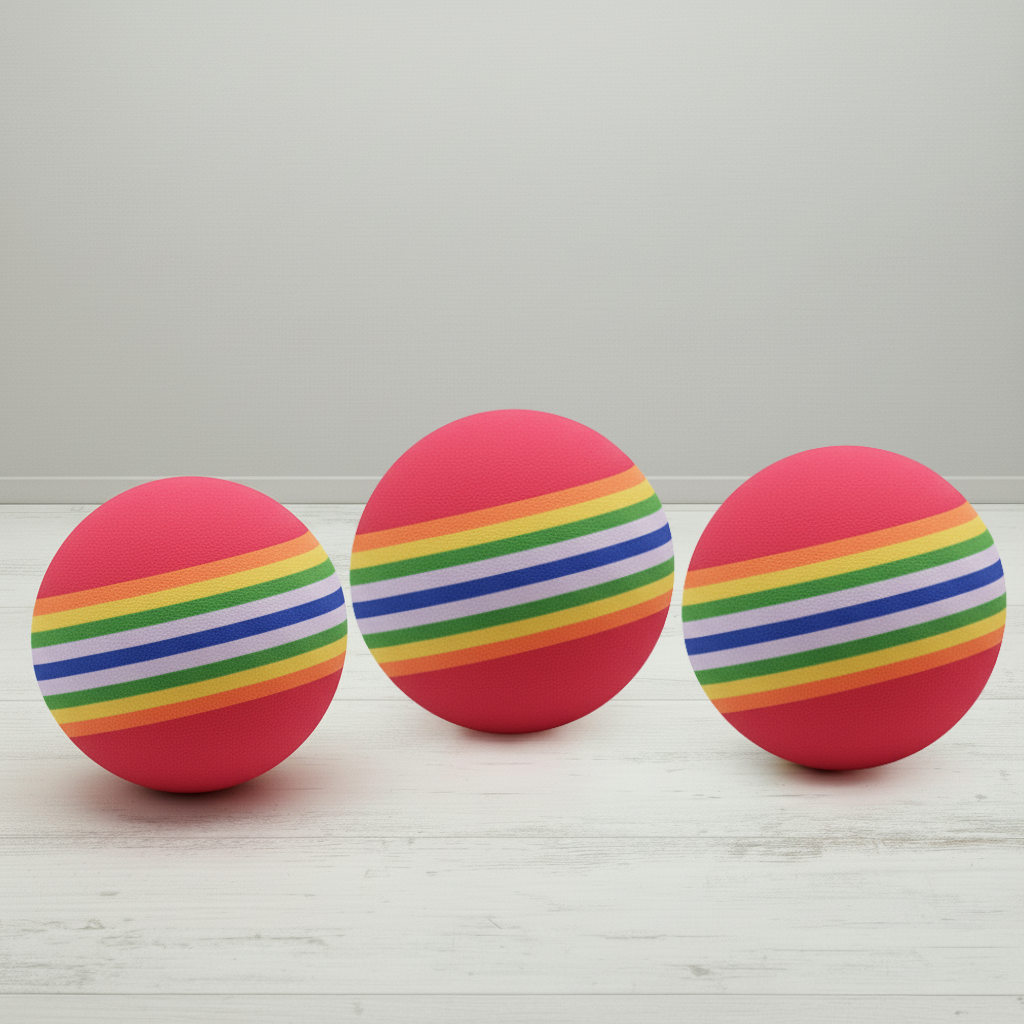 Cat Toy Ball Pack – 3 Pieces Rainbow Foam Balls (6.8cm)