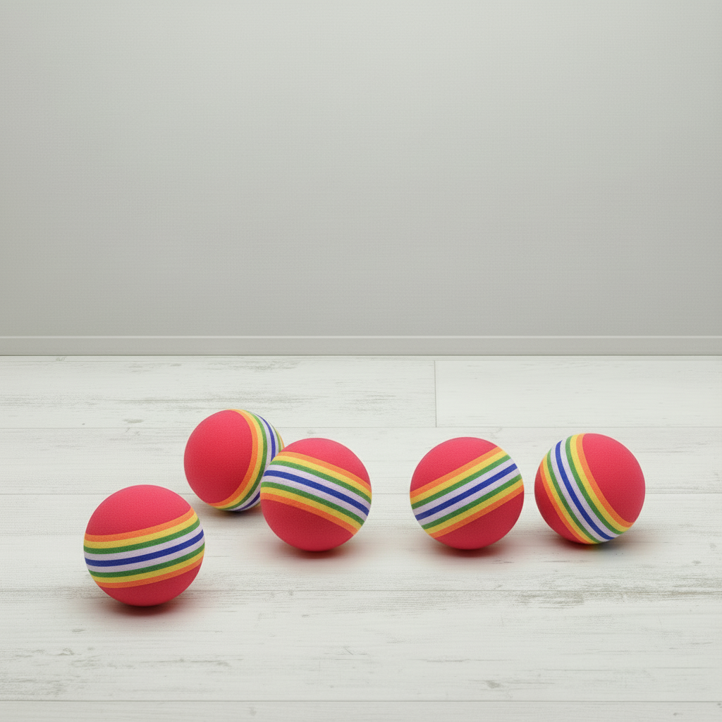 Cat Toy Ball Pack – 5 Pieces Rainbow Foam Balls (4.2cm)