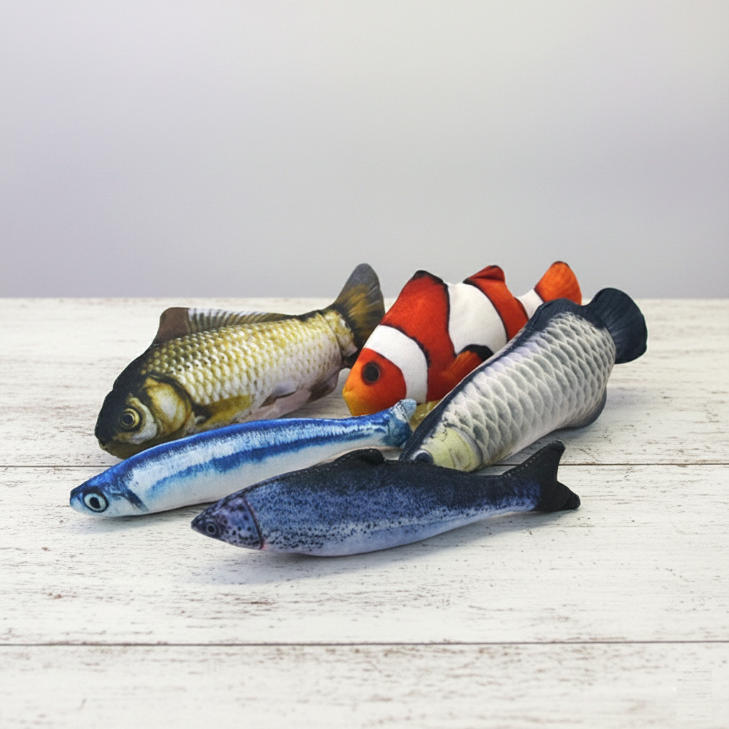 Catnip Plush Toy Pack – 5 Pieces Fish-Shaped Toys