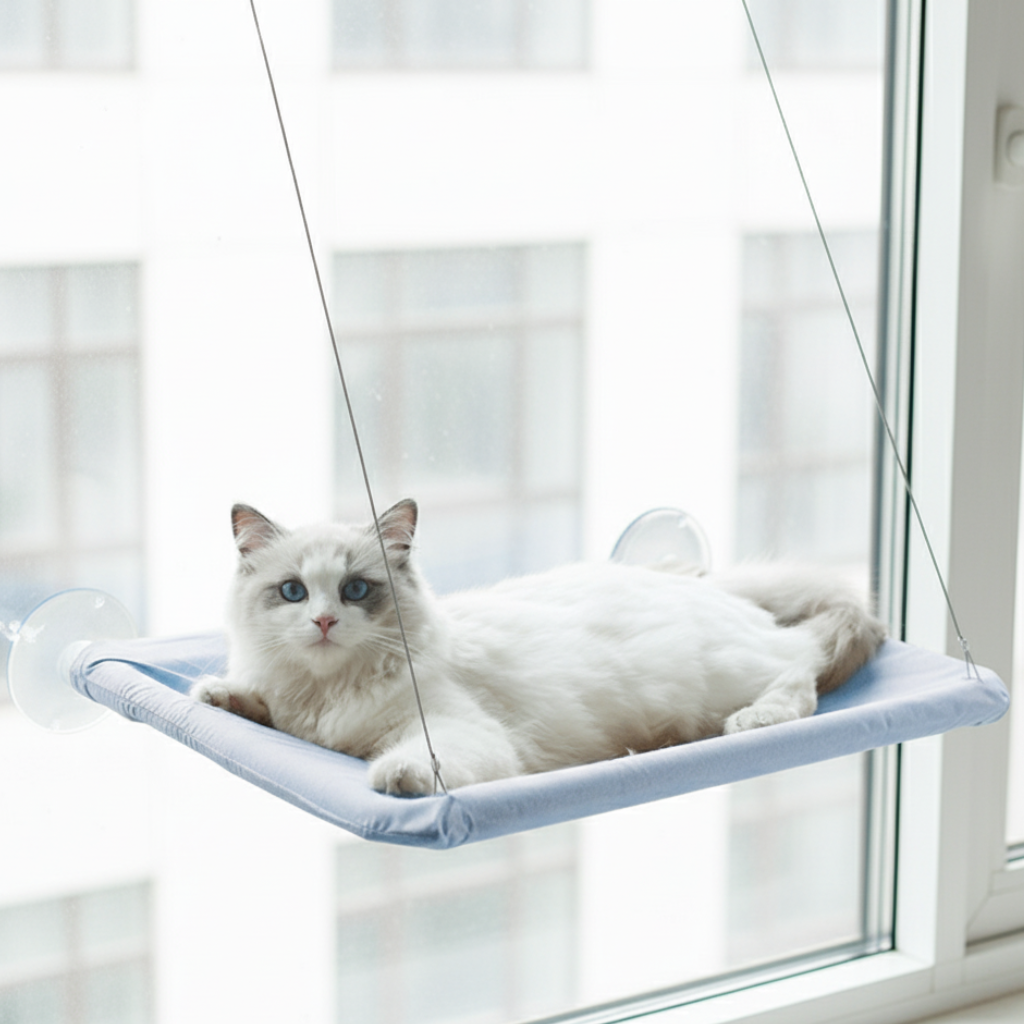 Window-Mounted Cat Hammock with Suction Cups