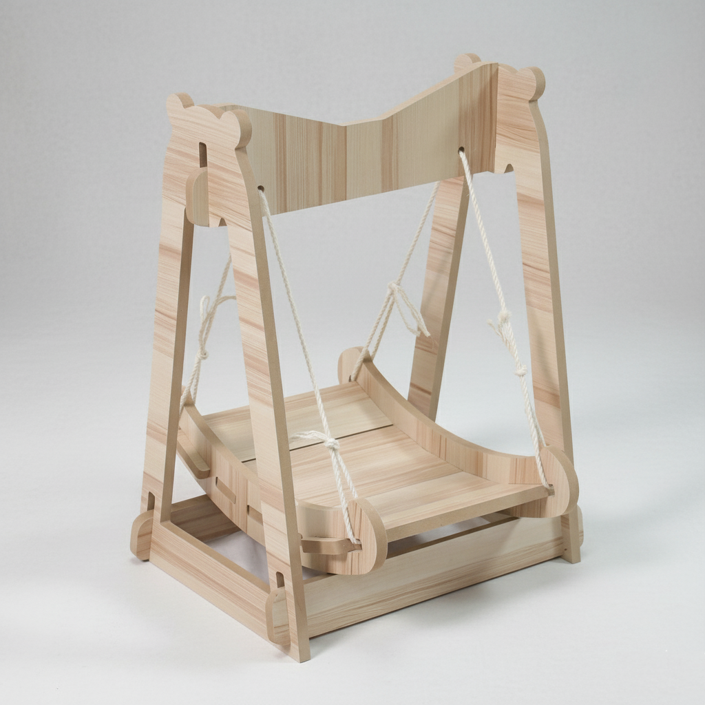 Wooden Cat Bed with Hammock Design